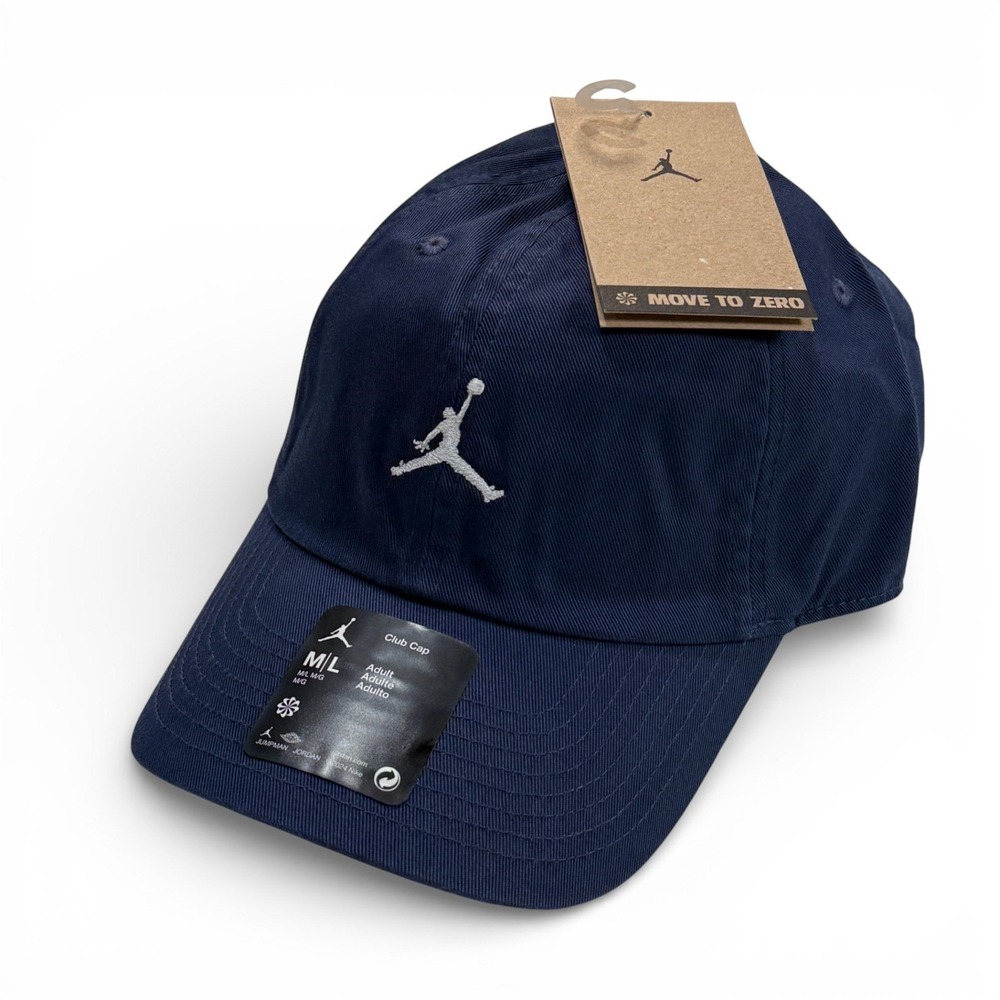 Nike Jordan Club Unstructured Curved Bill Hat Navy Blue Adult M L Cap NWT